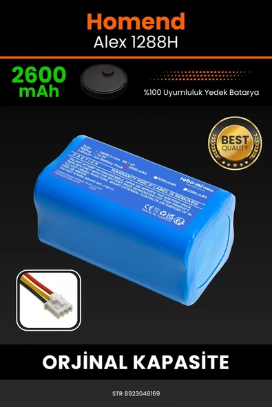 robo-mi Homend Alex 1288h 2600mAh Robot Süpürge Bataryası - Sertifikalı Güvenlik, Gerçek Kapasite ürün görseli 1