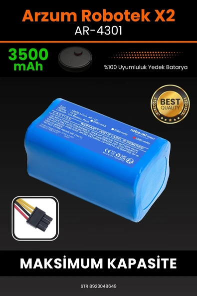 robo-mi Arzum AR4301 Robotek X2 3500mAh Robot Süpürge Bataryası - Koruma Katmanlı Batarya Teknolojisi ürün görseli 1