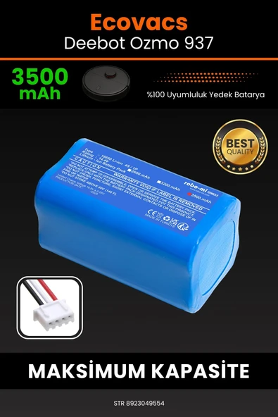 robo-mi Ecovacs Deebot Ozmo 937 3500mAh Robot Süpürge Bataryası - Yüksek Yoğunluklu Li-ion Hücre ürün görseli 1