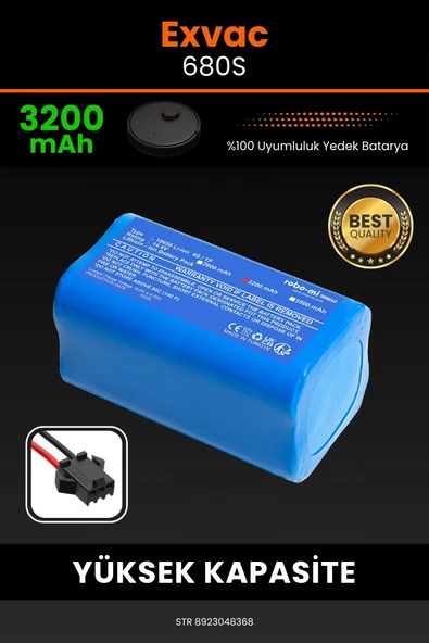 robo-mi Exvac Exvac 680S 3200mAh Robot Süpürge Bataryası - Sertifikalı Güvenlik, Gerçek Kapasite ürün görseli 1