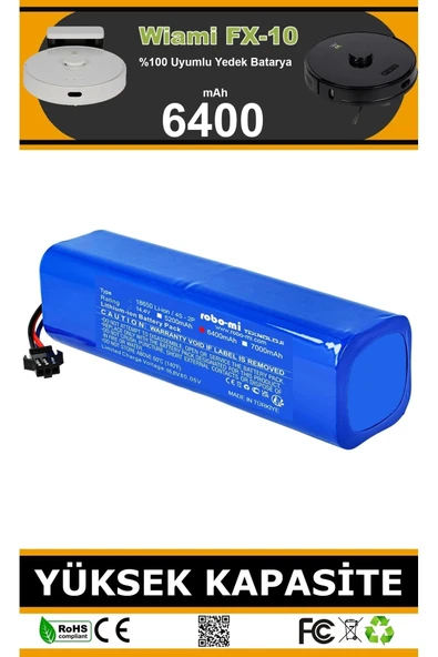 robo-mi Wiami FX-10 6400mAh Robot Süpürge Bataryası - Gerçek Kapasite, Maksimum Güvenlik ürün görseli 1