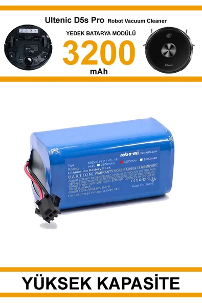 robo-mi Ultenic D5S Pro 3200mAh Robot Süpürge Bataryası - Gerçek Kapasite, Maksimum Güvenlik ürün görseli 1