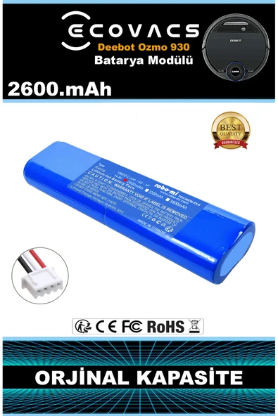 robo-mi Ecovacs Deebot Ozmo 930 2600mAh Robot Süpürge Bataryası - Gerçek Kapasite, Maksimum Güvenlik ürün görseli 1