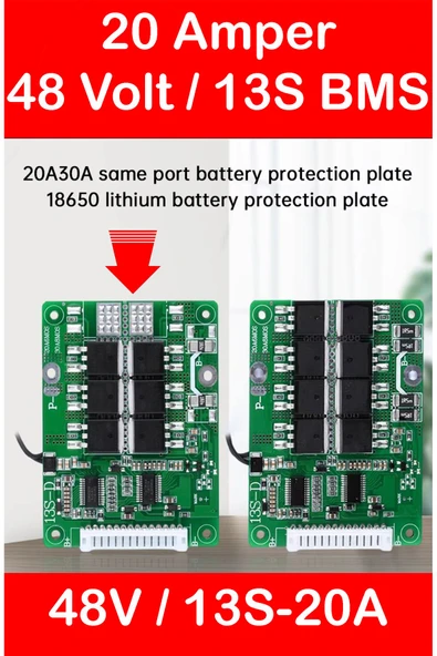 robo-mi Bms Li-Ion 13S 48V 20A Balanslı Ortak Port ürün görseli 1