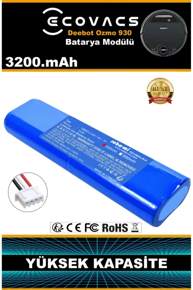 robo-mi Ecovacs Deebot Ozmo 900 3200mAh Robot Süpürge Bataryası - Yüksek Yoğunluklu Li-ion Hücre ürün görseli 1