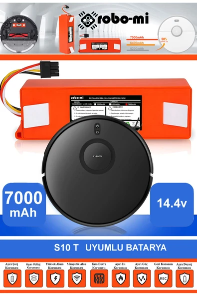 robo-mi Xiaomi Mi Robot Vacuum S10T 7000mAh Robot Süpürge Bataryası - Gerçek Kapasite, Maksimum Güvenlik ürün görseli 1