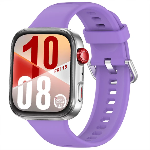 Huawei Watch Fit 4 Fit 4 Pro İle Uyumlu Metal Tokalı Yumusaş Soft Silikon Kordon Kayış  Lila ürün görseli 1