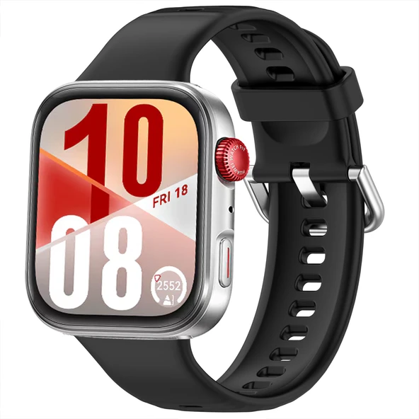 Huawei Watch Fit 4 Fit 4 Pro İle Uyumlu Metal Tokalı Yumusaş Soft Silikon Kordon Kayış  Siyah ürün görseli 1
