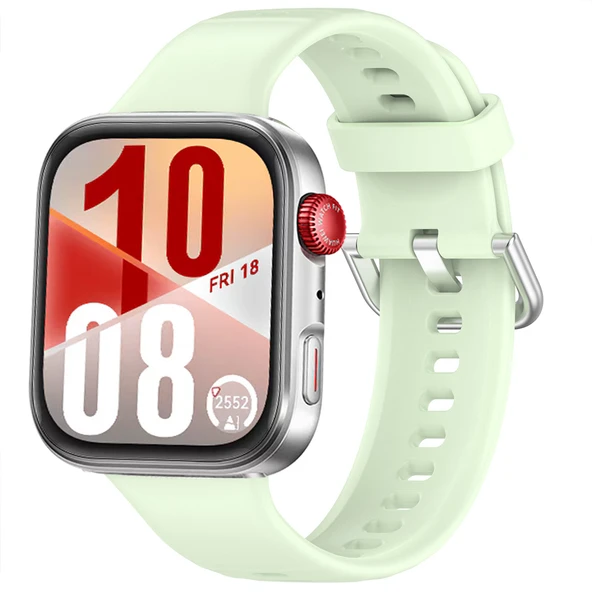 Huawei Watch Fit 4 Fit 4 Pro İle Uyumlu Metal Tokalı Yumusaş Soft Silikon Kordon Kayış  Yeşil ürün görseli 1