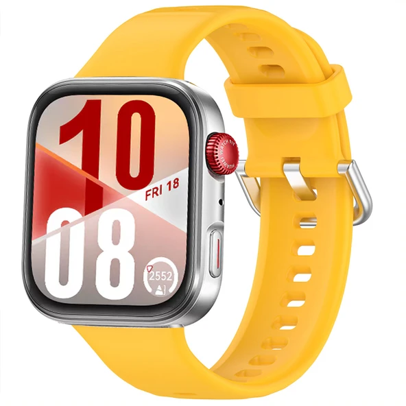 Huawei Watch Fit 4 Fit 4 Pro İle Uyumlu Metal Tokalı Yumusaş Soft Silikon Kordon Kayış  Sarı ürün görseli 1