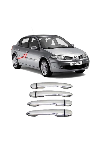 Renault Megane-2 2005-2010 Model Arası Krom Kapı Kolu 4 Kapı Paslanmaz Çelik - Resim 2