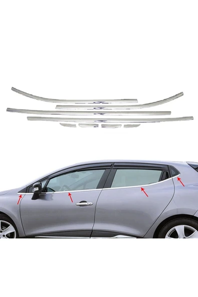 Renault Clio 4 Hb Krom Cam Çıtası 2012-2019 Arası 8 Prç Paslanmaz Çelik ürün görseli 1
