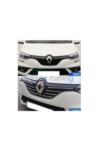 Renault Megane-4 2016 Ve Üzeri Krom Ön Panjur 5 Parça Paslanmaz Çelik ürün görseli 1