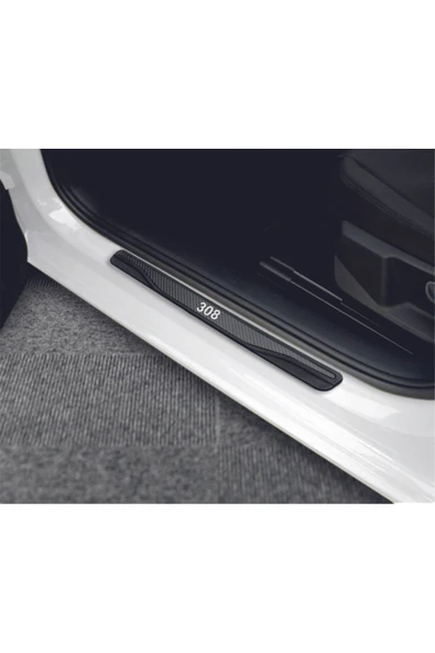 PEUGEOT 308 TÜM MODELLER UYUMLU NEW KARBON KAPI EŞİĞİ 4 PARÇA YAZILI ürün görseli 1