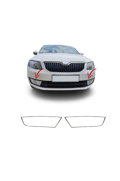 Skoda Octavia A7 2013 Ve Üzeri Krom Sis Çerçevesi 2 Parça Paslanmaz Çelik ürün görseli 1