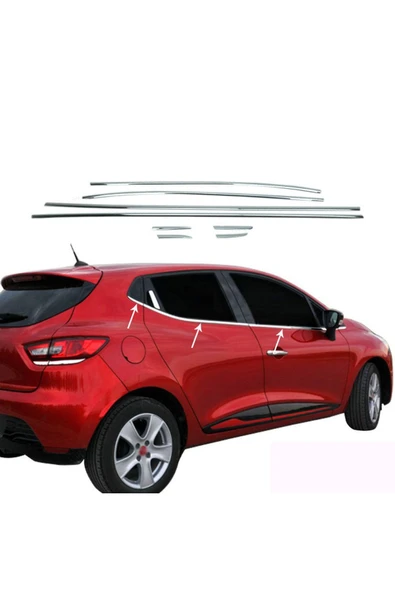 Renault Clıo 4 Hb 2012 Üzeri Uyumlu Cam Çıtası 8 Parça P.çelik Krom 1.kalite ürün görseli 1