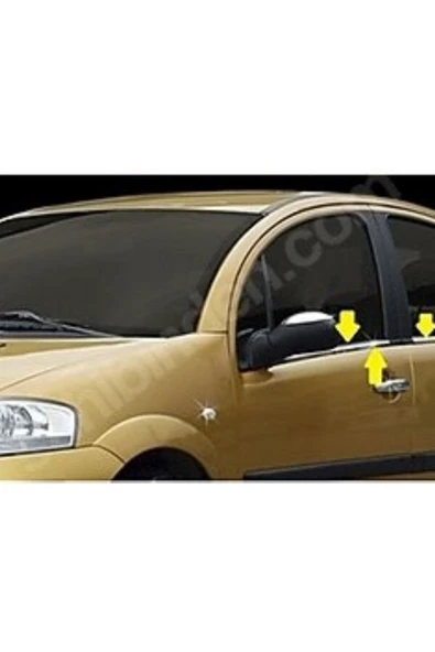 Citroen C-3 2002-2003-2004-2005-2006-2007-2008-2009 Krom Cam Çıtası 4 Parça Paslanmaz Çelik ürün görseli 1