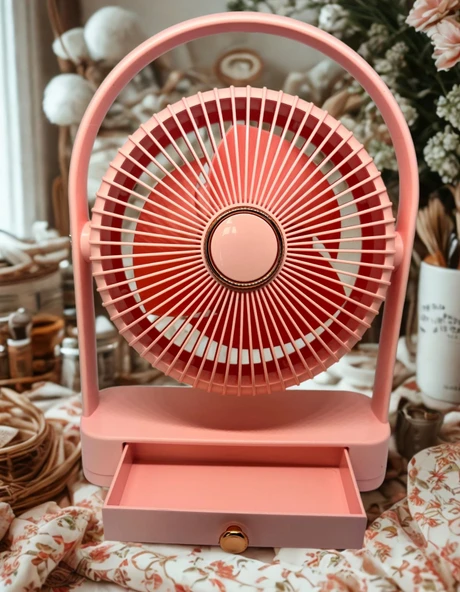 YS2235 Taşınabilir Masaüstü Pembe Usb Fan - Resim 4