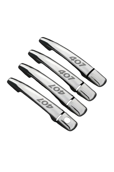 Peugeot 407 2004-2010 Model Arası Yazılı Krom Kapı Kolu 4 Kapı 8 Parça Paslanmaz Çelık ürün görseli 1