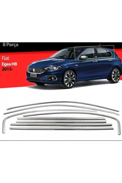 Fiat Egea Hb 2015-2022 Krom Cam Çerçevesi 8 Parça Paslanmaz Çelik ürün görseli 1