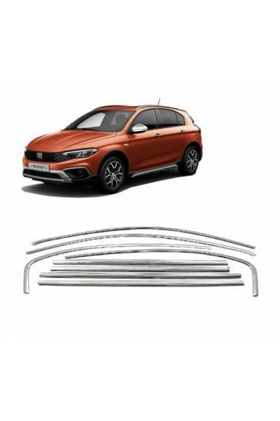Fiat Egea Cross 2022+ Krom Cam Çerçevesi 8 Parça Paslanmaz Çelik ürün görseli 1