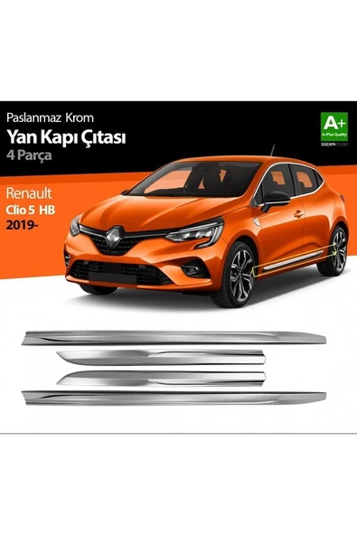 Renault Clio 5 2019 Ve Üzeri Krom Yan Kapı Çıtası 4 Parça Paslanmaz Çelik ürün görseli 1
