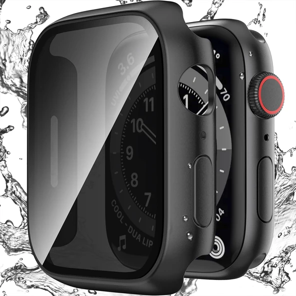 Apple Watch 2 3 4 5 6 Se 40mm Uyumlu Hayalet PC Sert Kasa Ekran Koruycu 360 Güvenli Koruma  Siyah ürün görseli 1