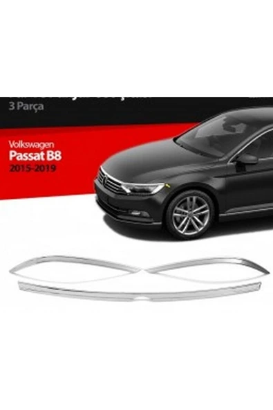 Volkswagen Passat B-8 2015-2018 Krom Far Kaşı+kaput Üstü Paslanmaz Çelik ürün görseli 1