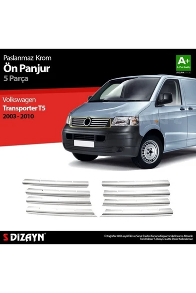 Vw T5 Transporter 2003-2010 Krom Ön Panjur Çıtası 8 Prç. Çelik ürün görseli 1