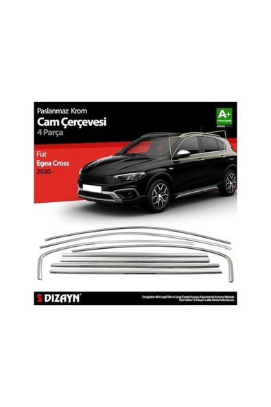 Fiat Egea Cam Çıta Çerçevesi Cross Komple Set Kromu Nikelajı 8 Parça Uyumlu ürün görseli 1