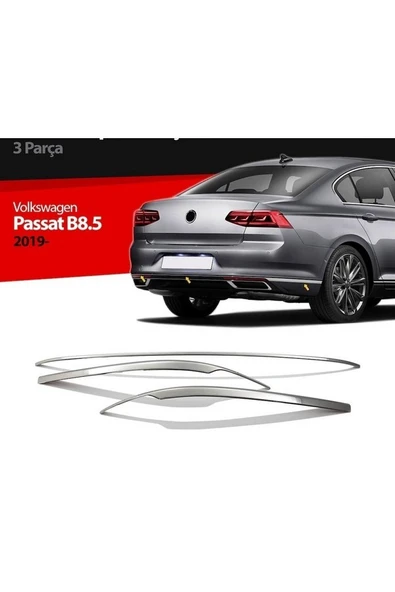 Volkswagen Passat B-8,5 2019 Ve Üzeri Krom Arka Tampon Çıtası 3 Parça Paslanmaz Çelik ürün görseli 1
