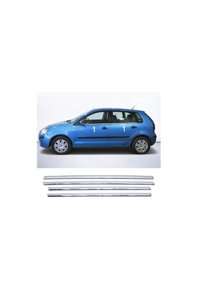 VW POLO 2002-2009 MODELLER ARASI KROM CAM ÇITASI 4 PARÇA PASLANMAZ ÇELİK ürün görseli 1