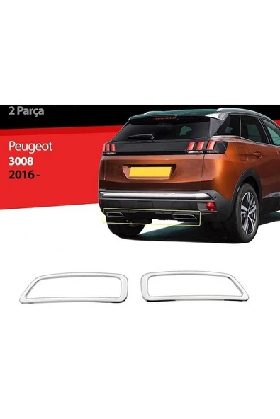 Peugeot 3008 2016 Ve Üzeri Krom Egzoz Çerçevesi 2 Parça Paslanmaz Çelik ürün görseli 1