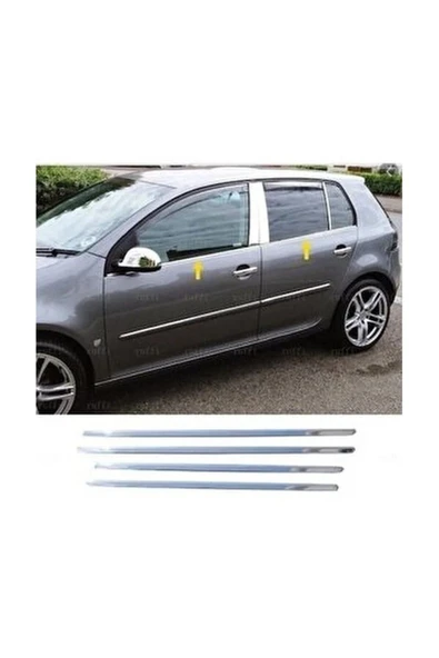VW GOLF-5 2004-2009 MODELLER ARASI KROM CAM ÇITASI 4 PARÇA PASLANMAZ ÇELİK ürün görseli 1