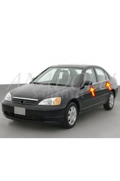 Civic Krom Cam Çıtası 4 Parça 2001-2006 Paslanmaz Çelik ürün görseli 1