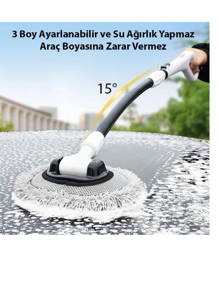 ALLY LS-443 Teleskopik Mikrofiber Araba Yıkama Fırçası Uzun Saplı Fırçası Oto Mopu ürün görseli 1