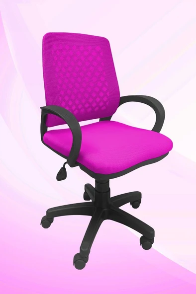 Porziyon Depar - Fileli Ofis Büro Öğrenci Çalışma Koltuğu - Sandalyesi Pembe ürün görseli 1