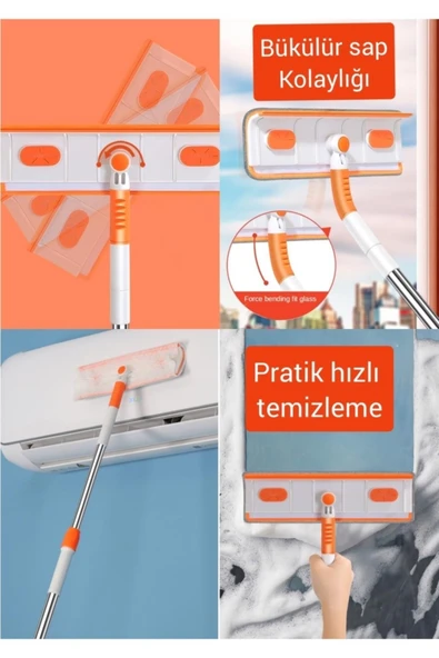 Cam Araba Silme Oynar Başlıklı Çift Taraflı Temizleme Aparatı ürün görseli 1