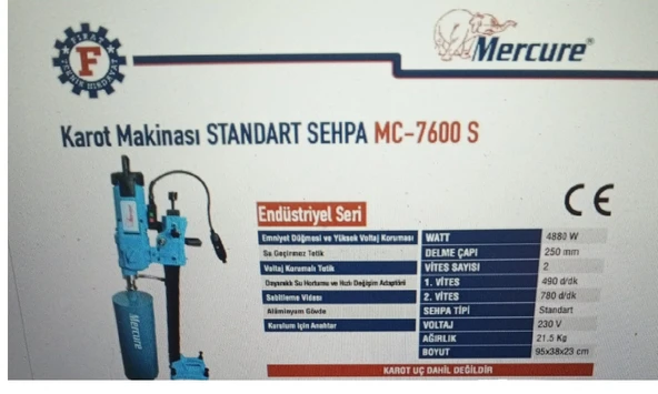 Mercure Endüstriyel Karot Makinası Standart Sehpa MC-7600 S ürün görseli 1