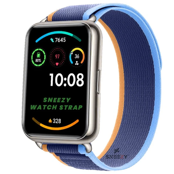 Huawei Watch Fit 2 Uyumlu Wander Trail Loop Spor Yumuşak Kumaş Kordon  Koyu Mavi ürün görseli 1