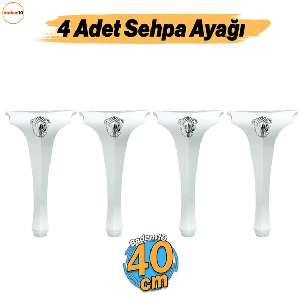 Lukens 4 ADET Beyaz Gümüş Sehpa Masa Ayakları 40 cm Plastik Ayak Mobilya Zigon Orta Sehpası Ayağı ürün görseli 1