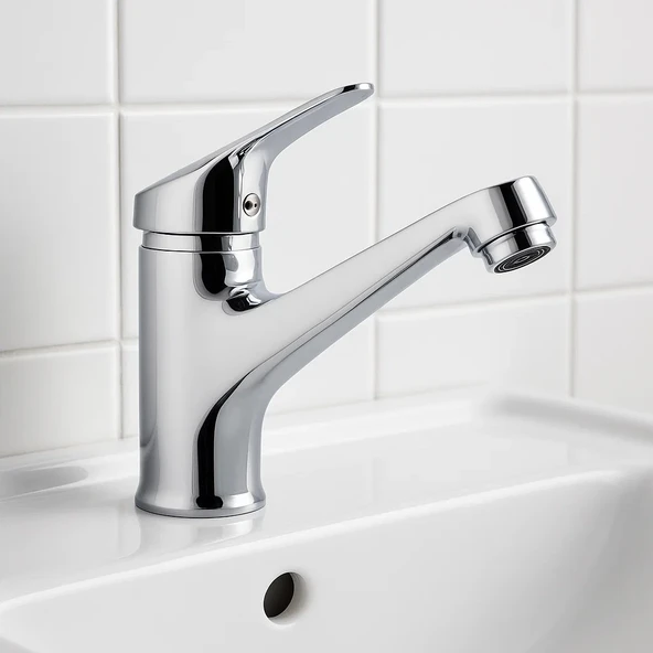 Yüksek Banyo Lavabo Bataryası Musluğu Çift Su Girişli Garantiii ürün görseli 1