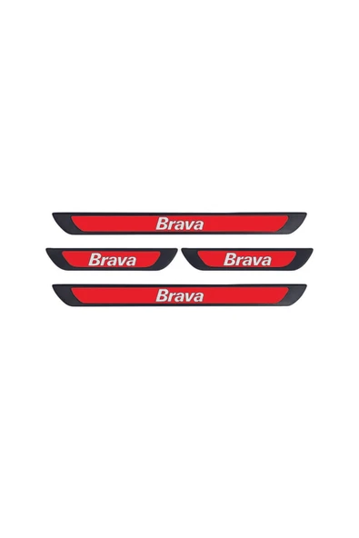 FİAT BRAVA 1998-2008 MODELLER OLD KIRMIZI KAPI EŞİĞİ 4 PARÇA   KROM YAZILI ürün görseli 1