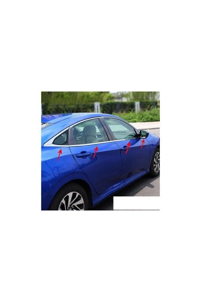 Honda Civic 2016 Ve Üzeri Fc5 Kasa Krom Cam Çıtası 8 Parça Paslanmaz Çelik ürün görseli 1