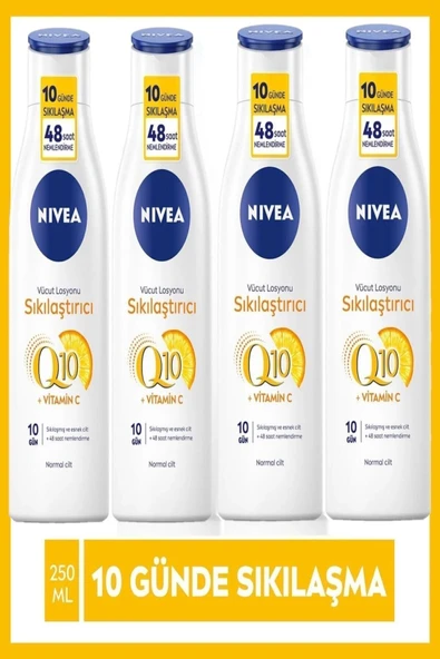 4 Adet Nivea Q10 250 ml Sıkılaştırıcı Vücut Losyonu vitamin C 10 Günde Sıkılaşma ürün görseli 1