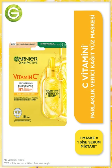 STD C Vitamini Parlaklık Verici Kağıt Yüz Maskesi Klasik ürün görseli 1
