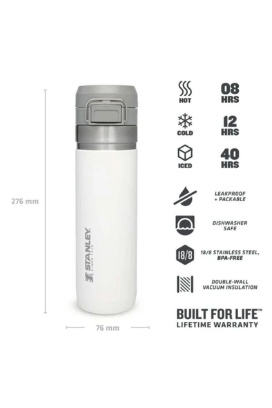 Stanley The Quick Flip Beyaz 0.70 lt Çelik Termos - Resim 2
