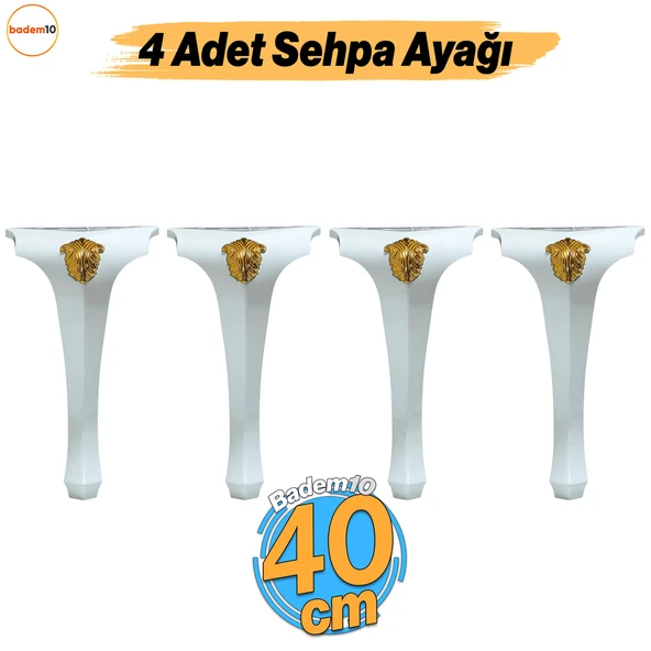 Lukens 4 ADET Beyaz Gold Sehpa Masa Ayakları 40 cm Plastik Ayak Mobilya Zigon Orta Sehpası Ayağı ürün görseli 1