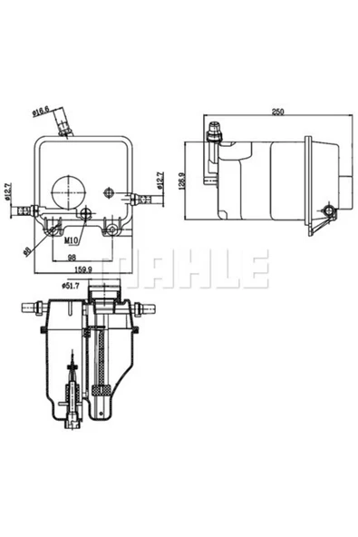 KNECHT CRT125000S Yedek Su Deposu (250×127×160) E53 N62 B44 A (Eno:8Ma376755211) ürün görseli 1