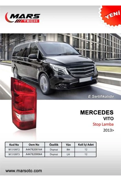 Mars 510972 Stop Lambası Sol Mercedes Vito 13 Duysuzmar-510973 4478200064 ürün görseli 1